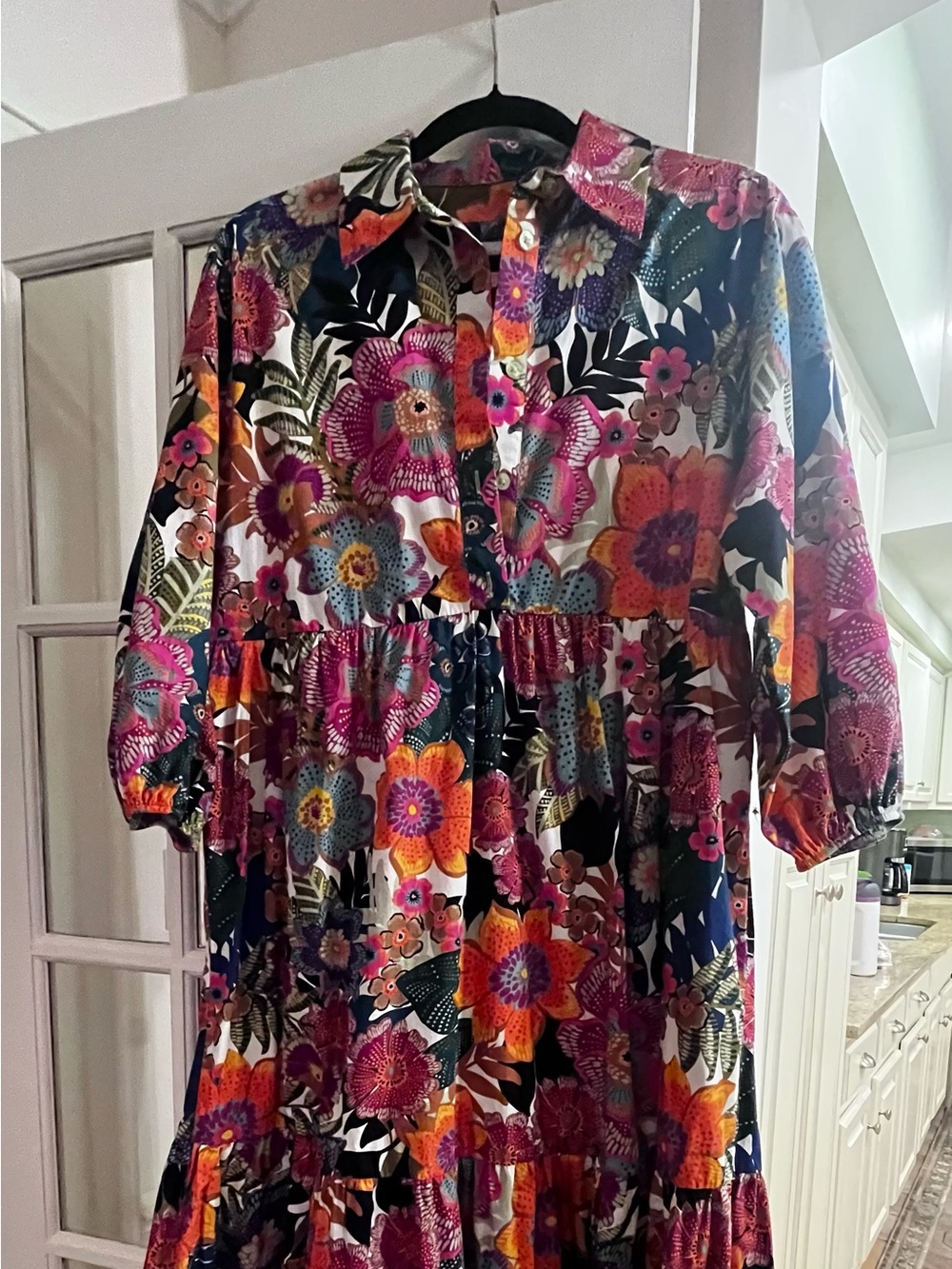 Anthropologie Multicolor Floral Maxi Dress in Pink, Orange & Purple